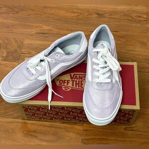 Vans Off the Wall Brooklyn Big Girls Shoes Size 6 Youth Light Purple Foil Suede